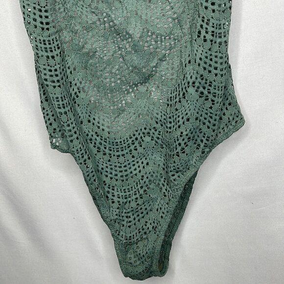Victoria Secret Open Back Green Lace Teddy Bodysuit. Size Small. - Picture 3 of 10